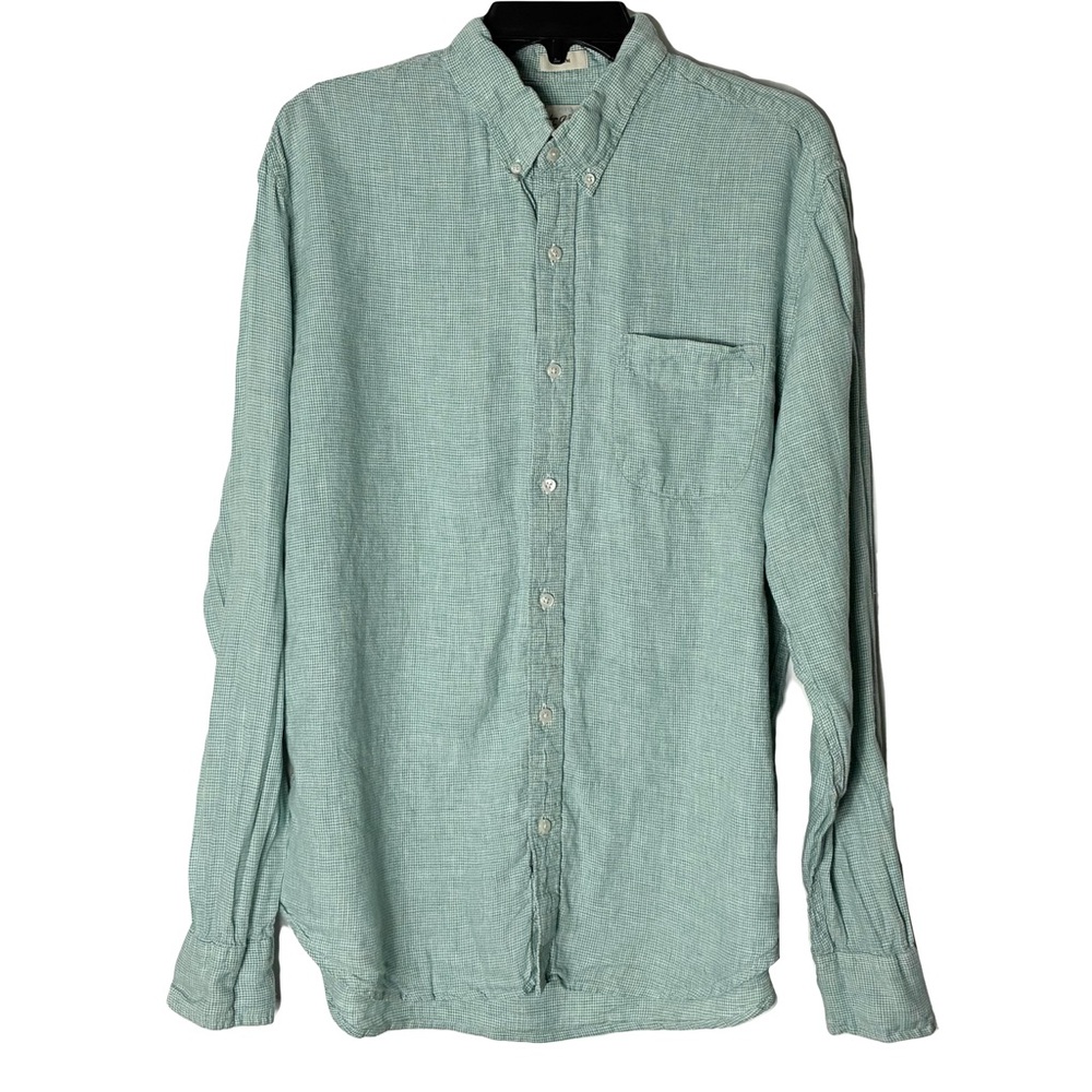 Nwot J Crew Shirt Men’s L Green Slim Fit Irish Linen Long Sleeve